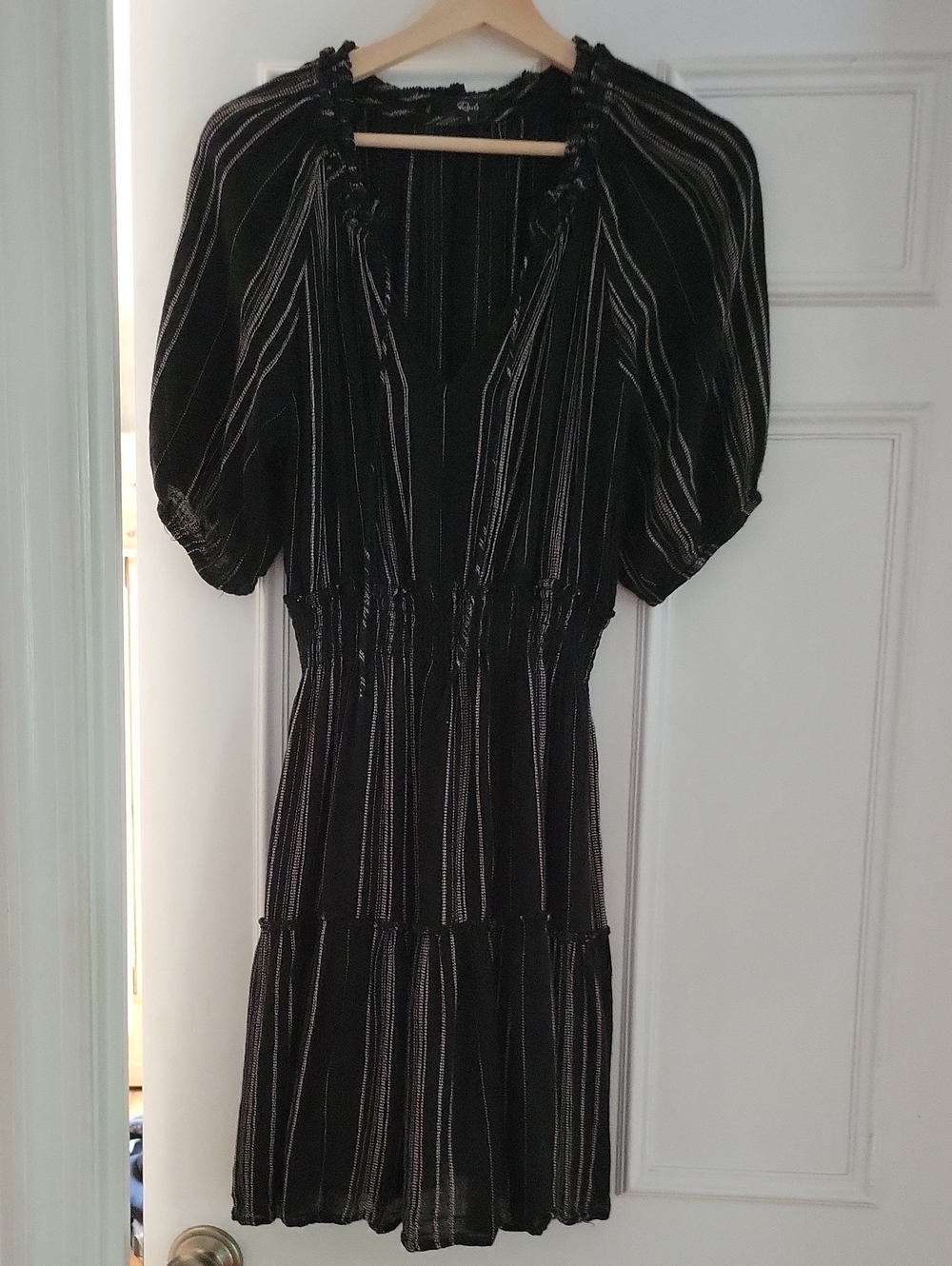 Rails Black Striped Linen Abia Dress